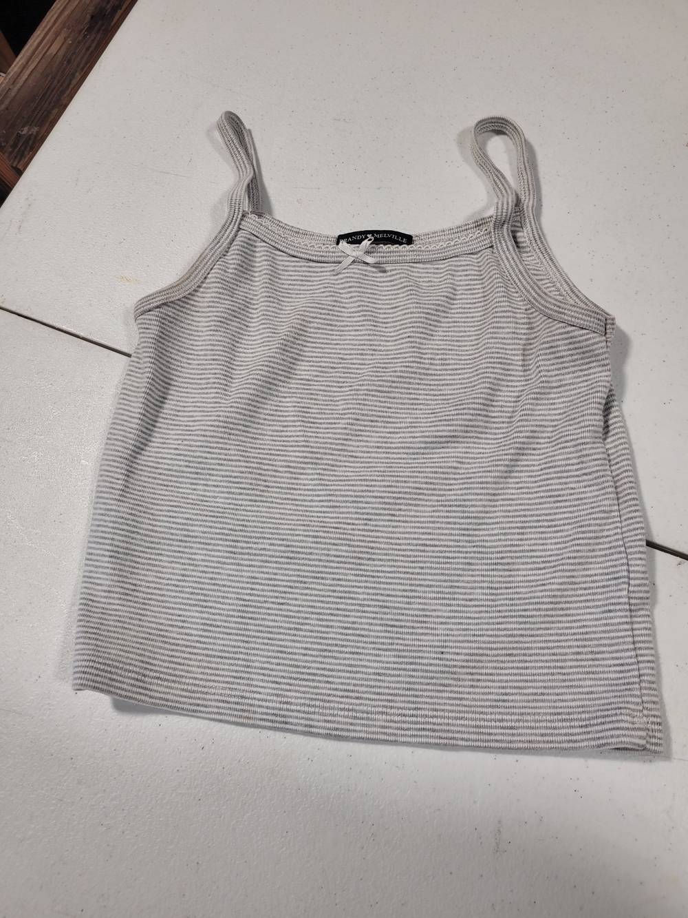 Brandy Melville Gray & White Striped Ribbed Cami